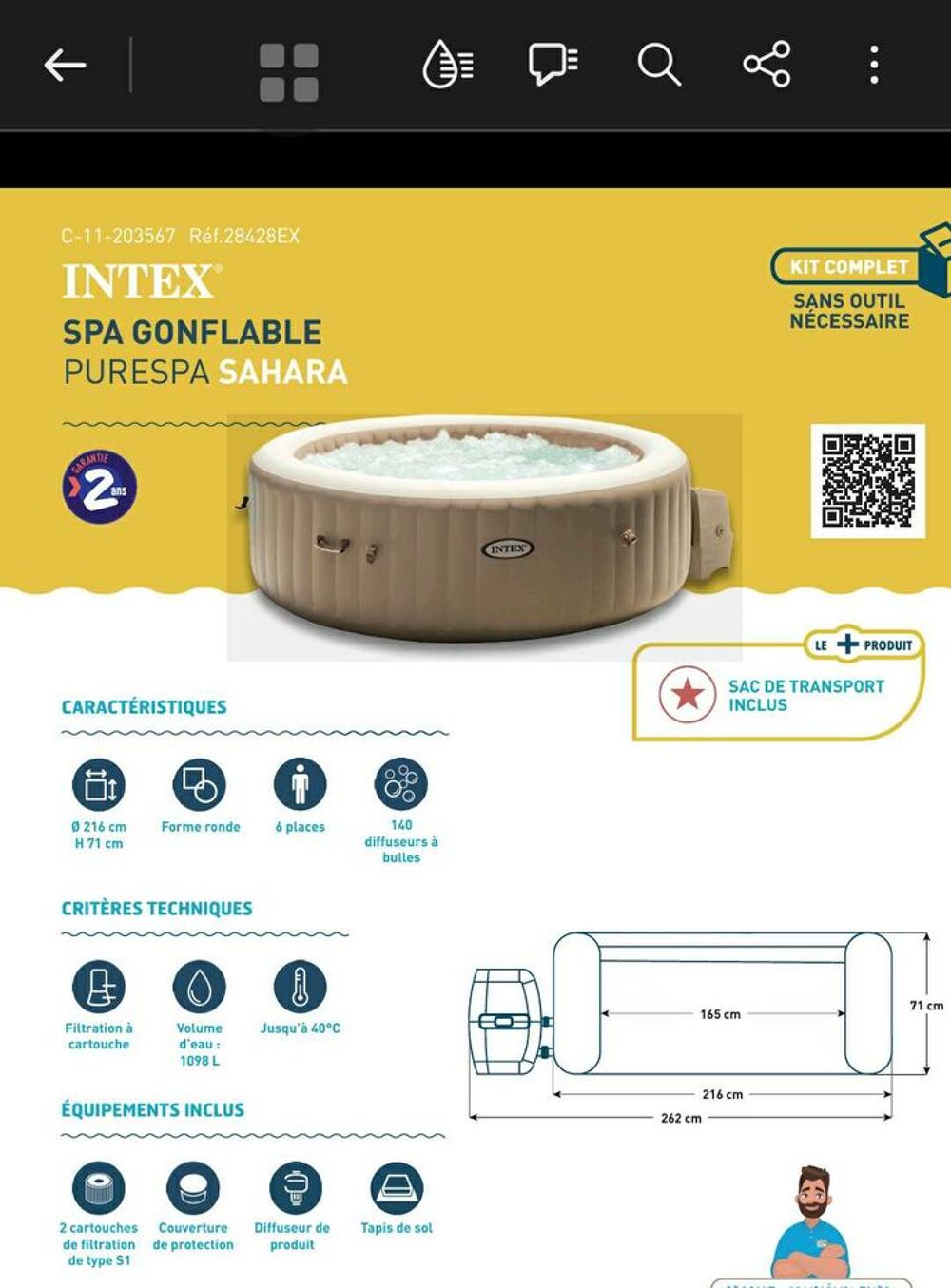 Spa intex 6places +5 accessoires Jardin