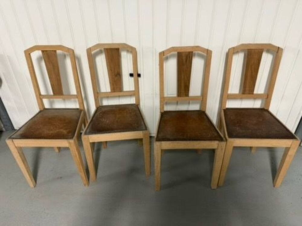 6 Chaises avec assise cuir Meubles