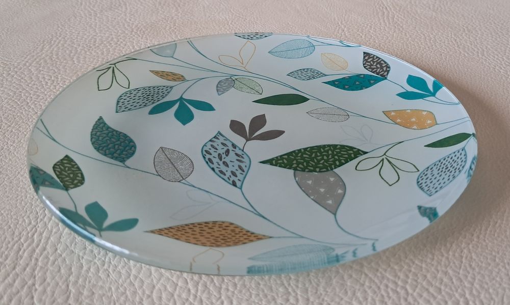 lot set de 6 assiettes &agrave; dessert en verre vert pastel avec p Décoration