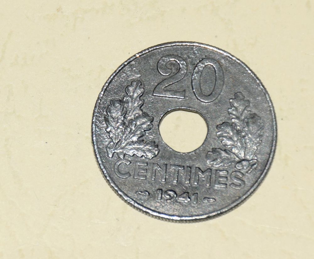 Pi&egrave;ce de 20 centimes Etat Fran&ccedil;ais 1941 - Atelier de Paris 
