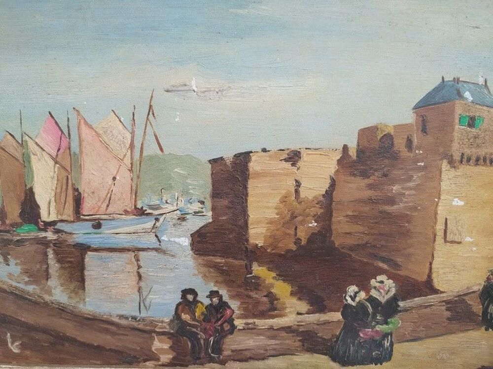Tableau Paysage Breton Marine Port Concarneau non sign&eacute; 