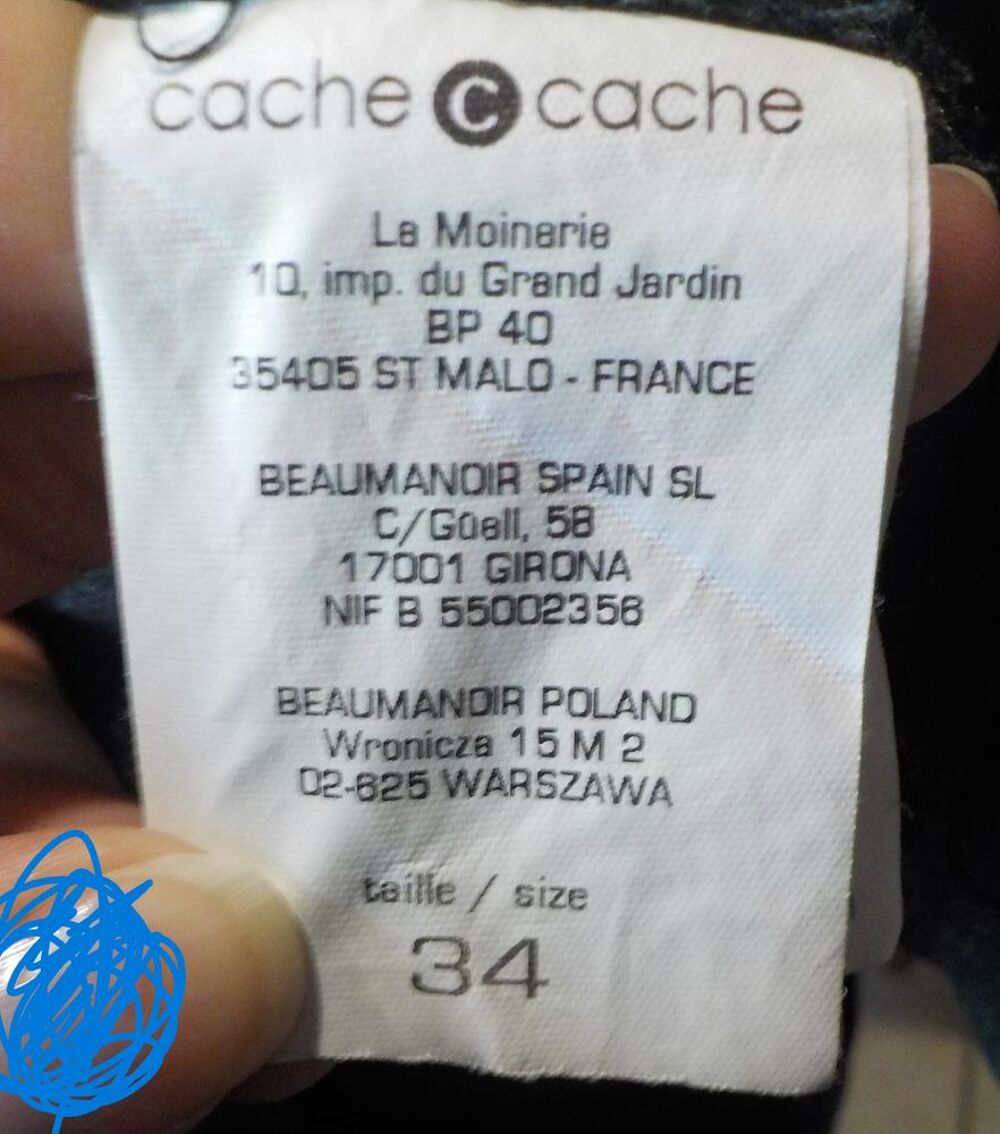 SHORT FEMME CACHE-CACHE NOIR ET GRIS FONCE TAILLE 34 Vêtements