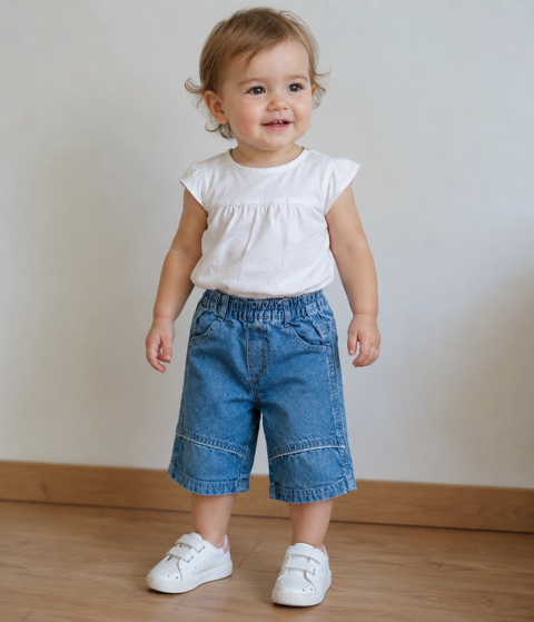 Pantacourt jean fille bebe 12 mois obaibi Okaidi bleu TBE 2 Brienne-le-Château (10)