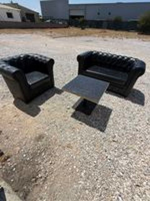   Canapés 2 Places & Fauteuils Style Chesterfield Noir 
