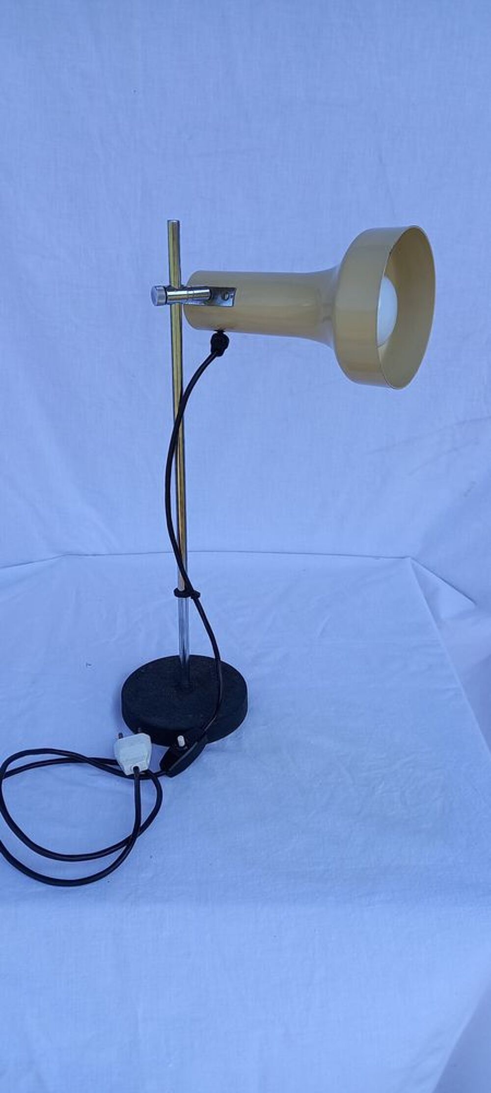 Lampe de bureau vintage 1970 beige et chrome style spot Décoration