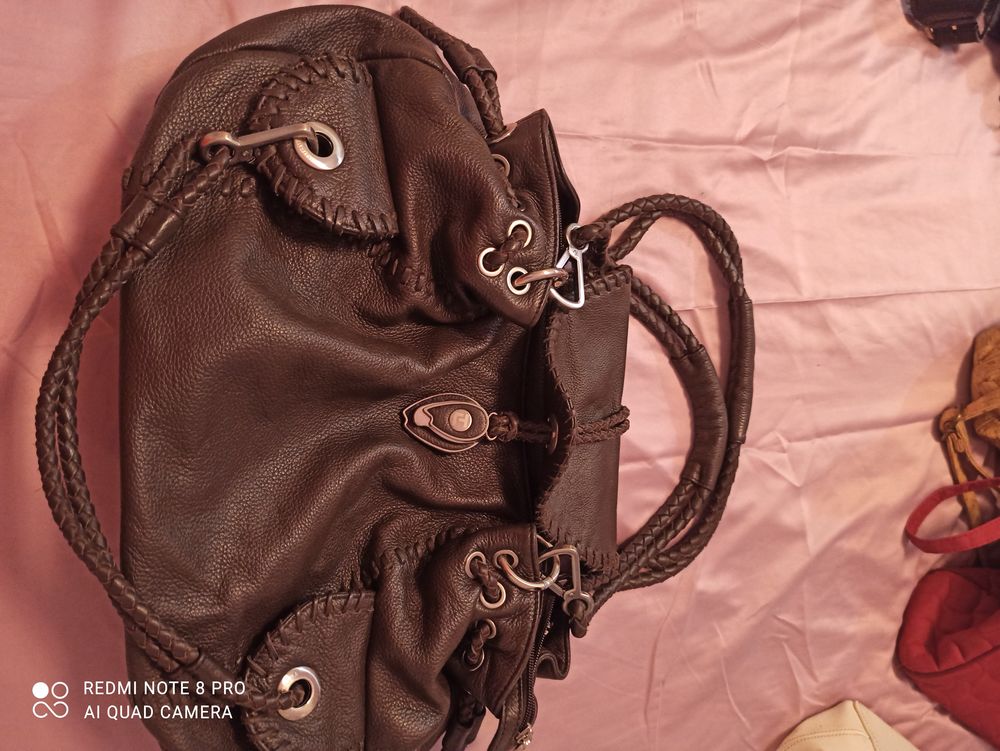 Sac am main ted lapidu cuir marron Maroquinerie