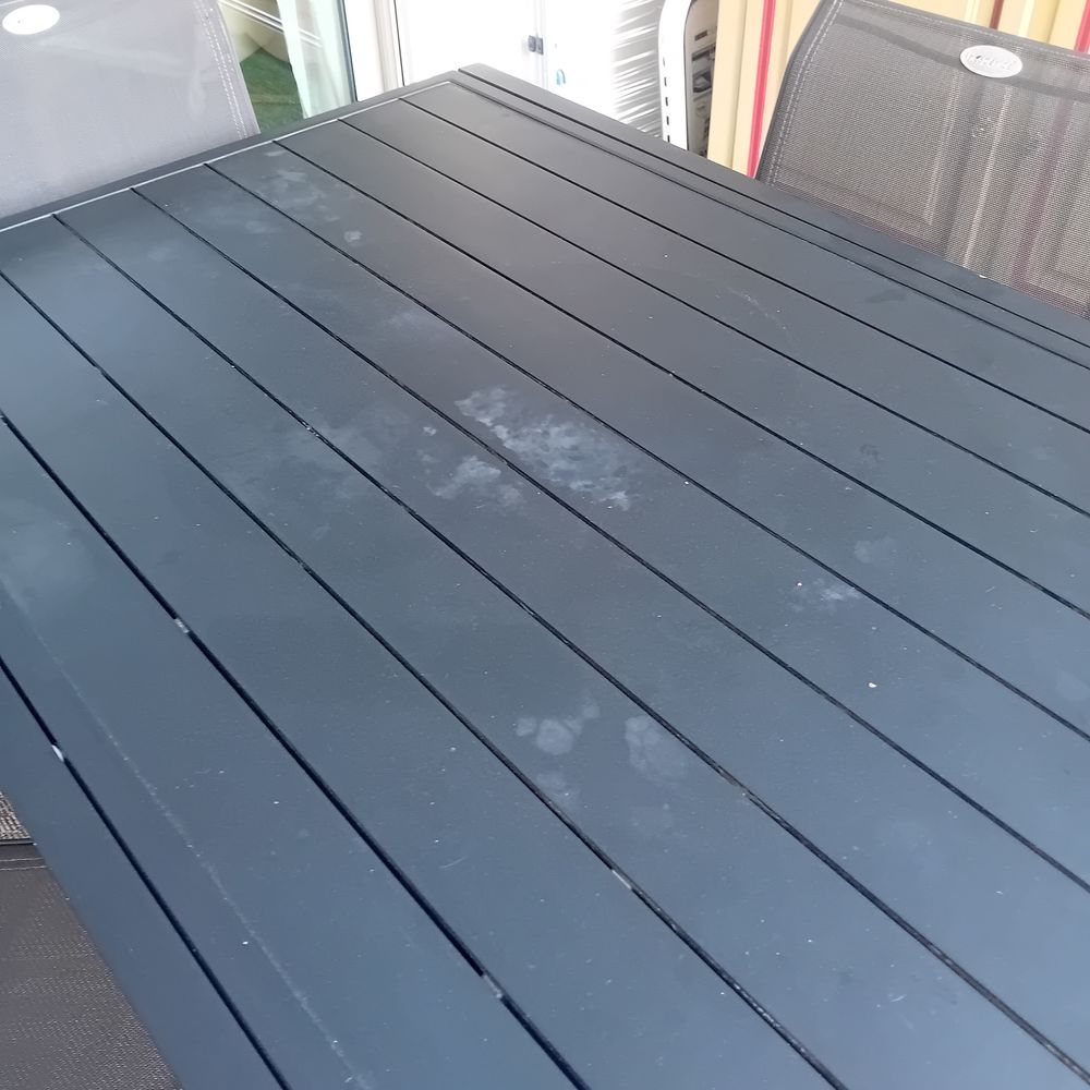 Table ext&eacute;rieur extensible 6 &agrave; 10 places, grise Jardin