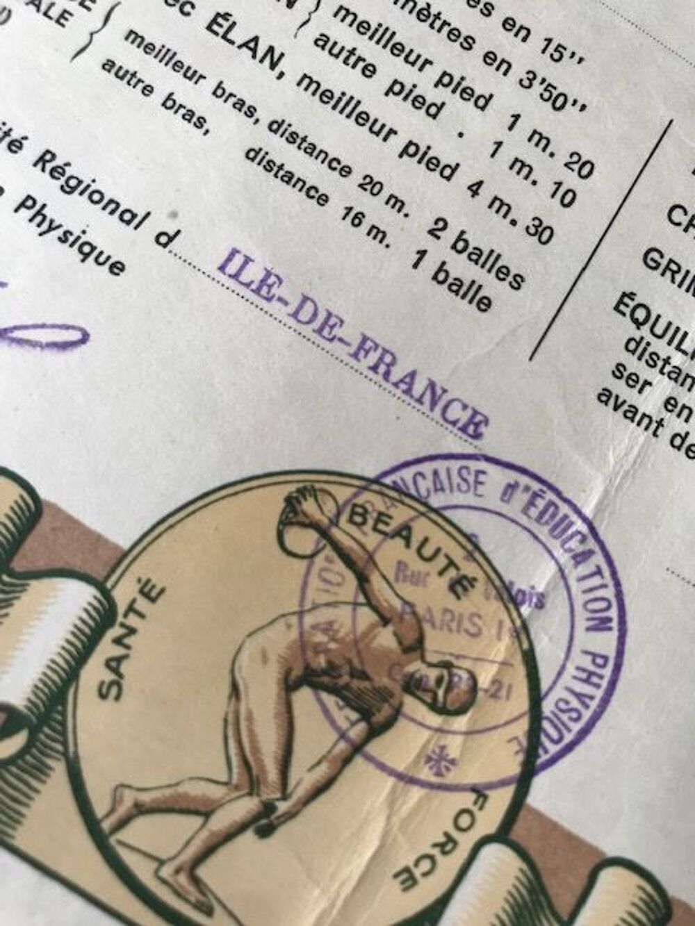Dipl&ocirc;me d'aptitudes physiques 1947 