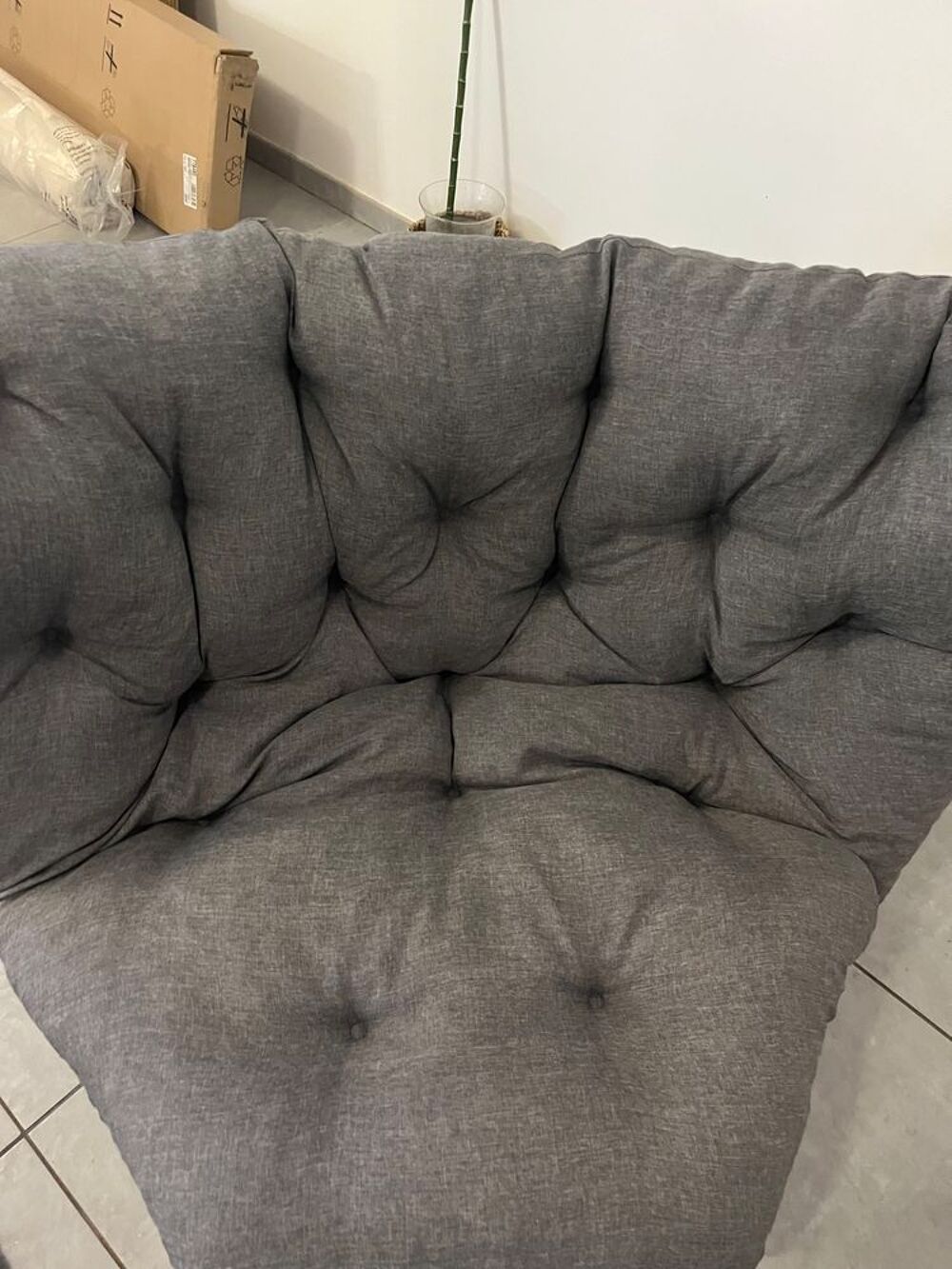 Canap&eacute; gris/blanc angle Meubles