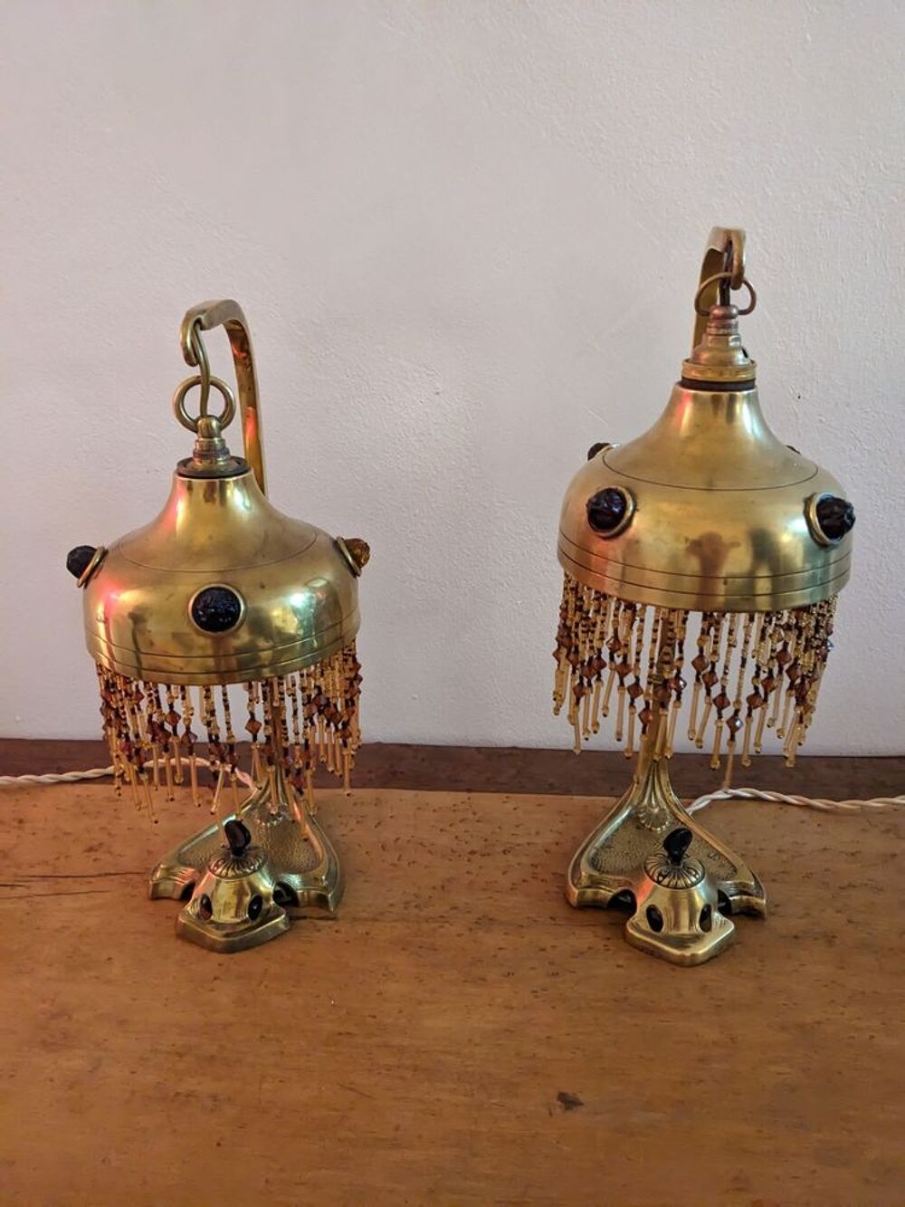 PAIRE DE 2 Tr&egrave;s rares lampes art d&eacute;co &eacute;lectrique 1900 art no Décoration