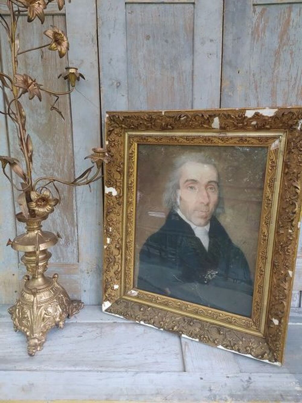 Tableau Dessin Pastel Portrait Gentilhomme Fin XIX&egrave;me 