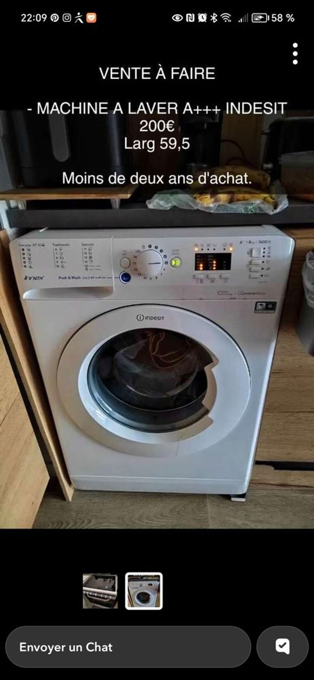 Lave linge INDESIT A+++ 8Kgs Electromnager