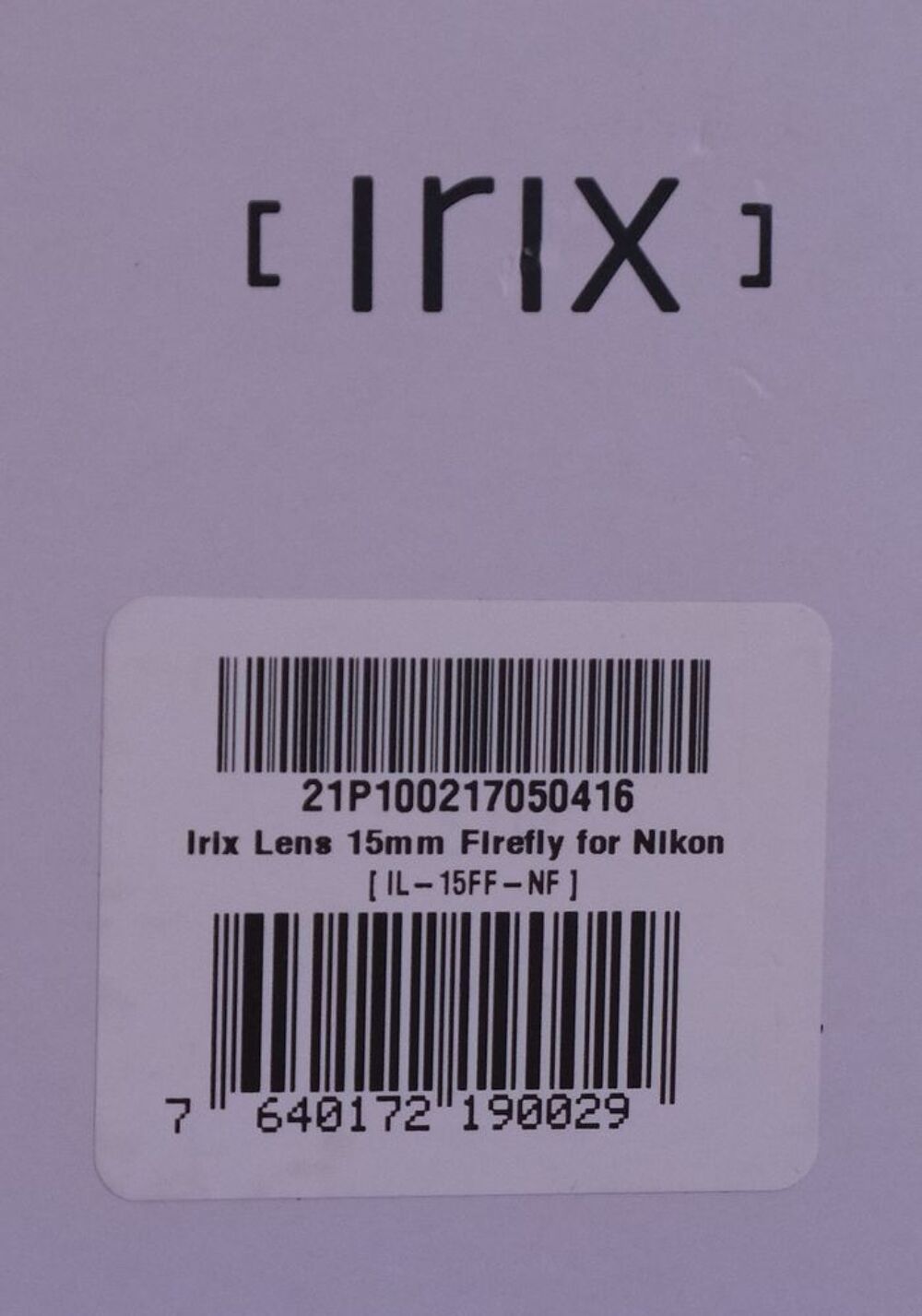 objectif 15mm IRIX FIREFLY - mouture F NIKON Photos/Video/TV