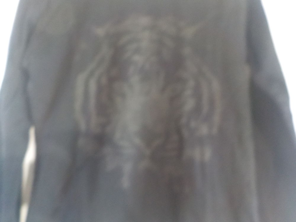 SWEAT FIN NOIR TETE DE TIGRE TON SUR TON MIM TAILLE XS Vtements