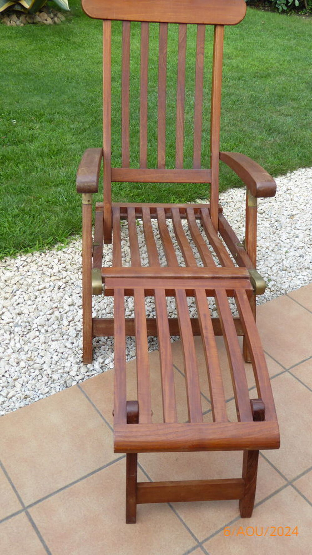 Chaise longue relax en teck Jardin