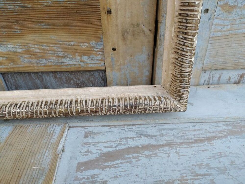 Cadre Bois Sculpt&eacute; Moulure D&eacute;cor Stri&eacute; Z&eacute;br&eacute; 33cm x 27cm Décoration