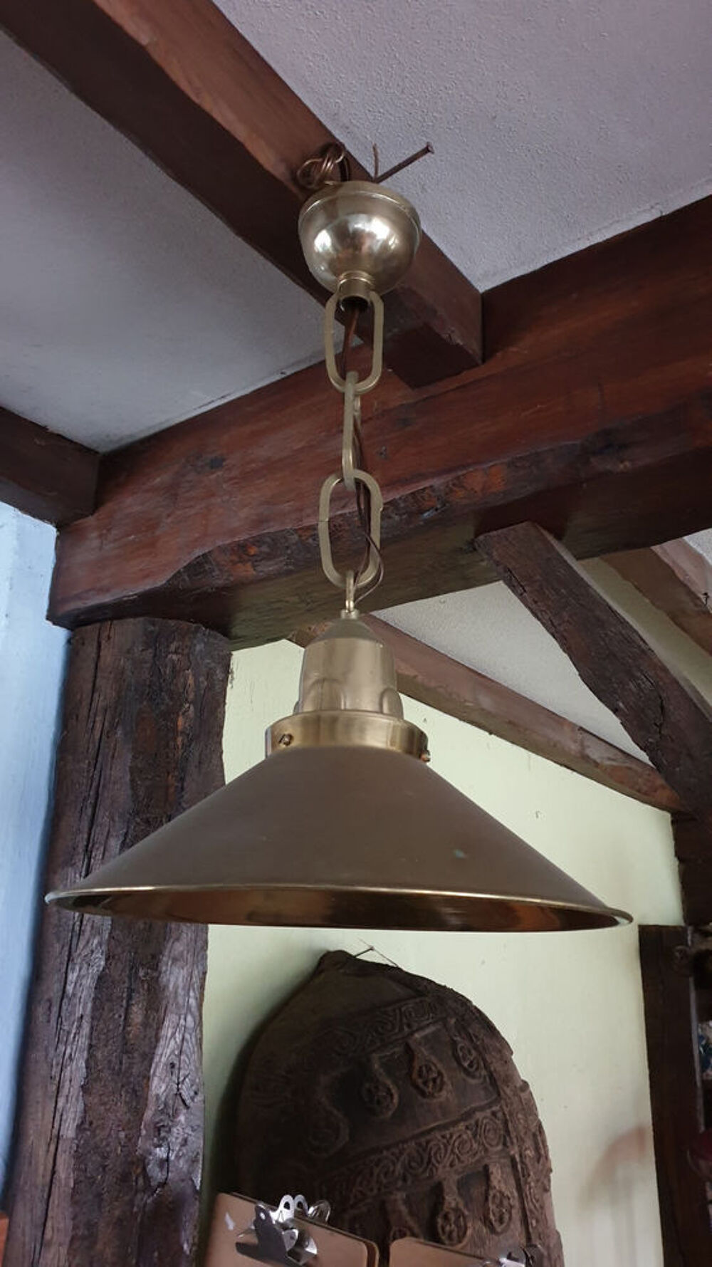 x 2 Luminaire ancien Suspension Laiton diam&egrave;tre 37 cm Décoration