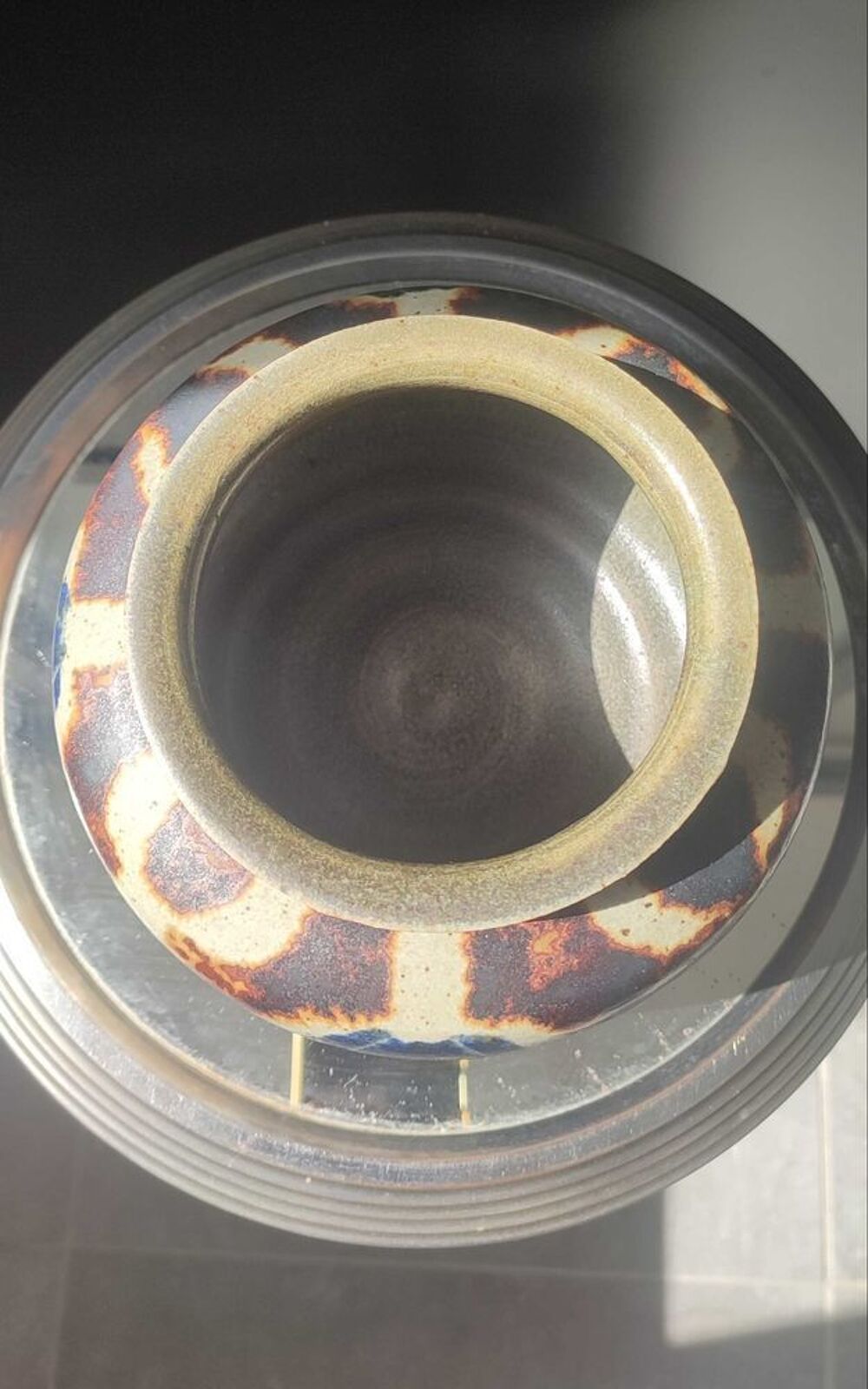 Vase Boule en Gr&egrave;s pyrit&eacute; sign&eacute; 