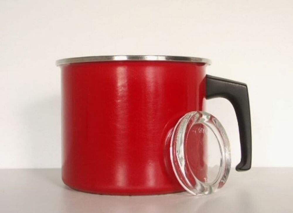 Pot &agrave; lait acier &eacute;maill&eacute; Vintage 60 - TRES BON ETAT Décoration