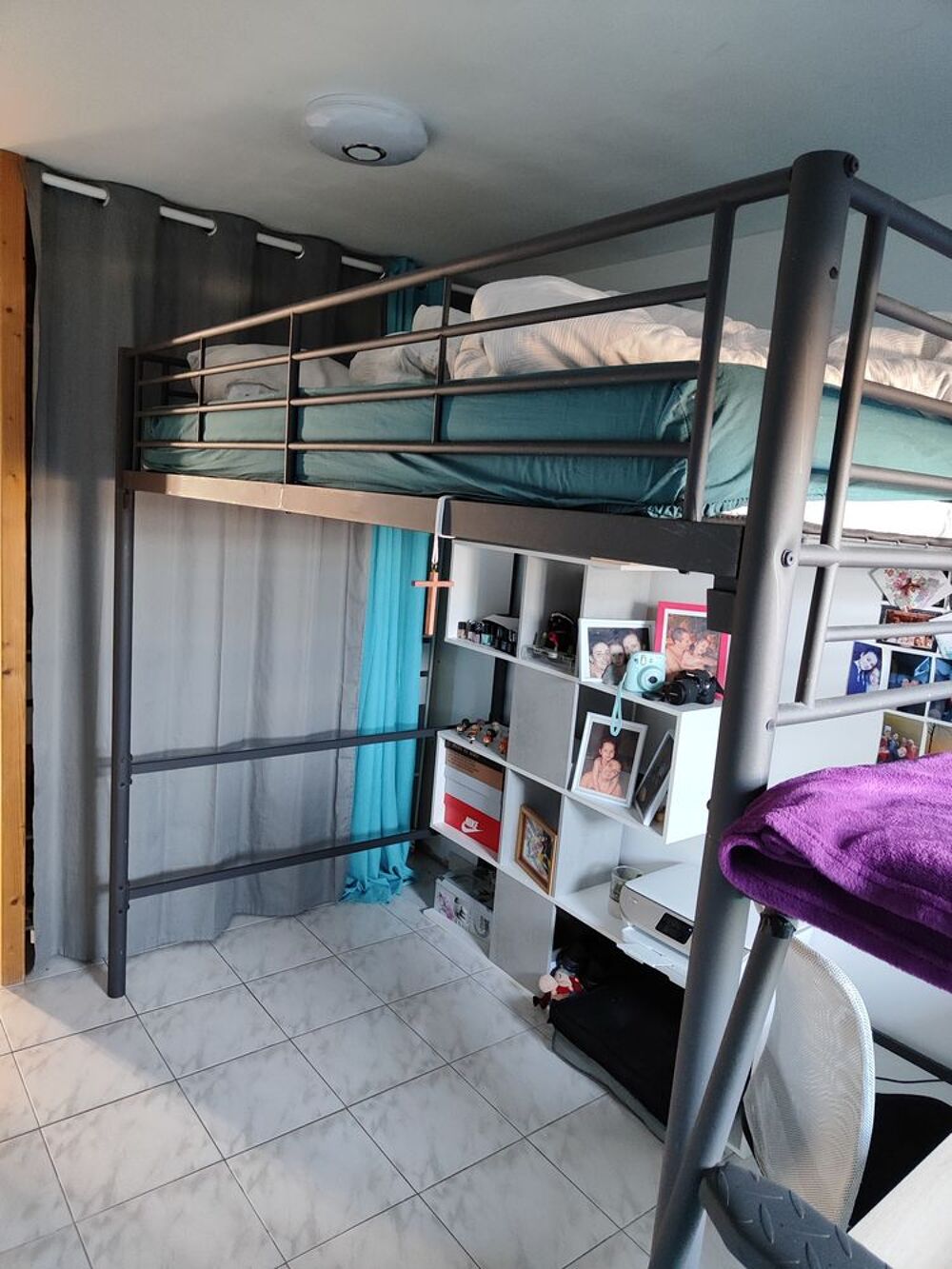 Mezzanine deux places en m&eacute;tal avec plateforme Meubles