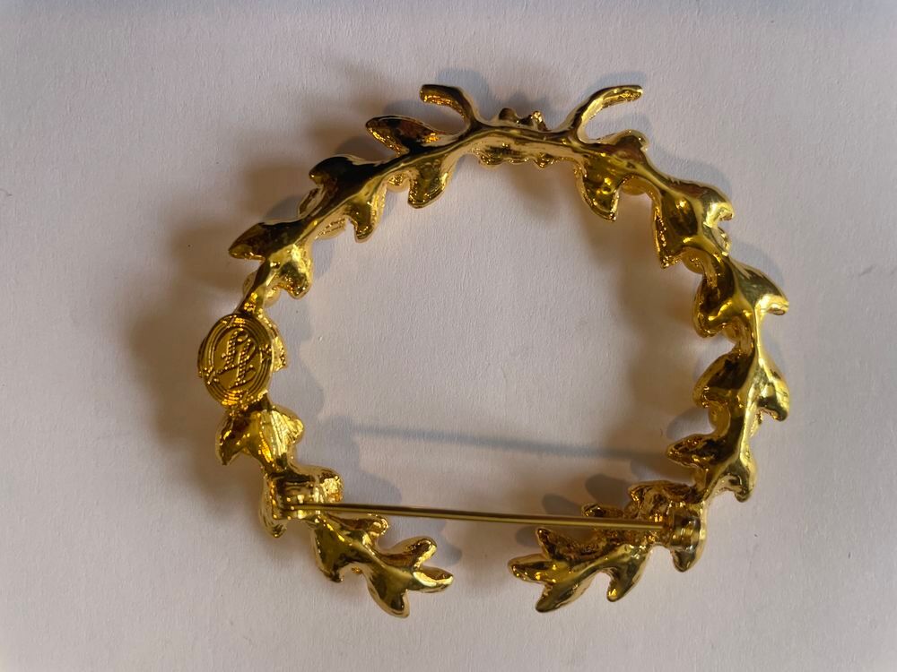 Broche lauriers dor&eacute;e strass crystal Ines de la Fressange Bijoux et montres