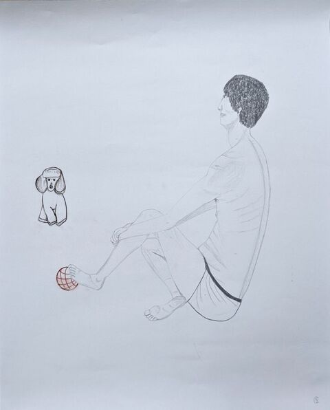 Dessin d'homme parlant à son chien 28 Saint-Ouen (93)