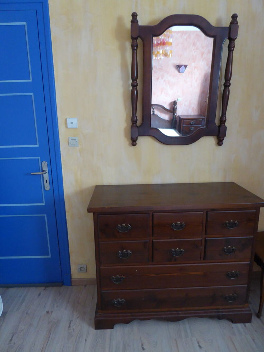 chambre &agrave; coucher en bois de peuplier lit 150X200 Meubles