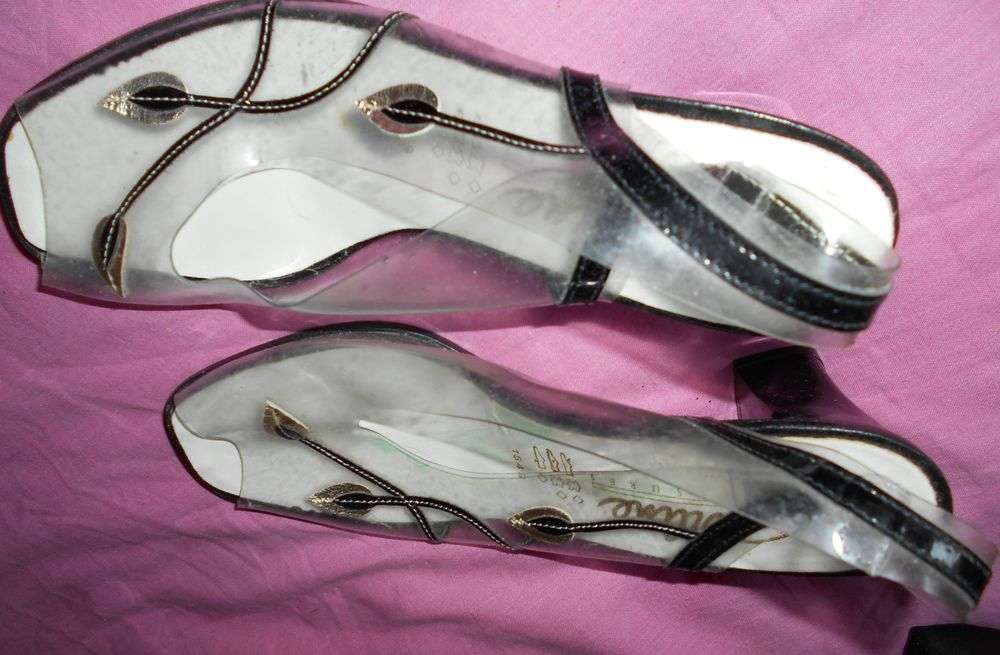 escarpins femme plastique transparent motifs feuilles t.38 Chaussures
