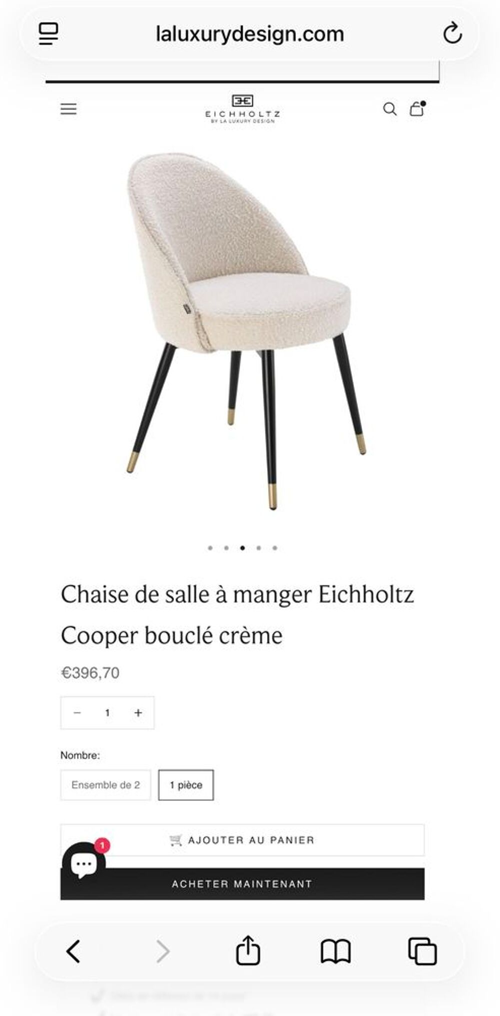 Chaises Eichholtz beiges 4x, comme neuves Meubles
