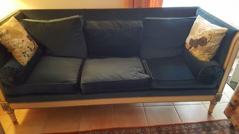Canap ancien style Louis Philippe, 3 places en velours bleu 500 Roquefort-les-Pins (06)