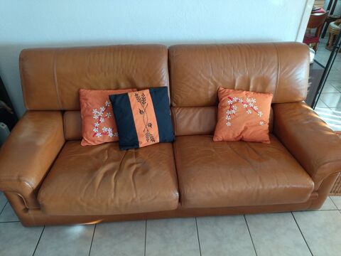 Canap et fauteuil en cuir fauve 0 L Estaque (13)
