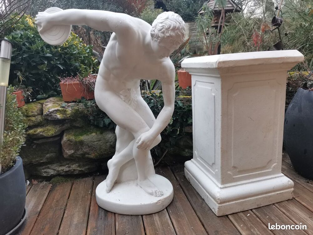 Statue de jardin Discobol et son socle Décoration