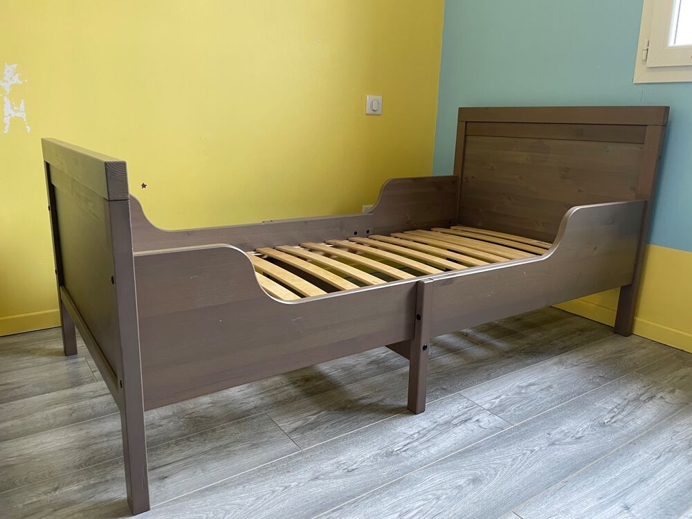 Lit d'enfant extensible avec le sommet et le matelas, taupe Meubles