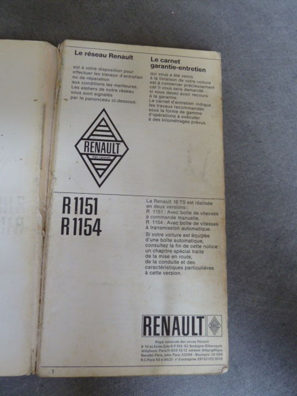 Carnet entretien R16 TS
Livres et BD