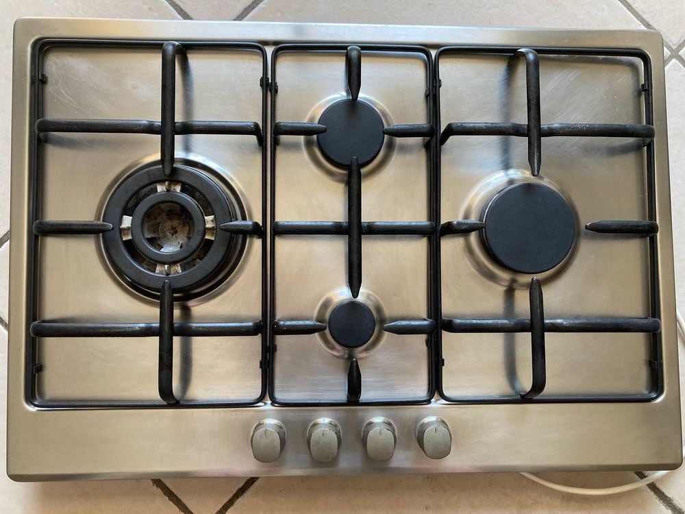 Plaque gaz inox 4 feux de 745 x 510 mm Electroménager
