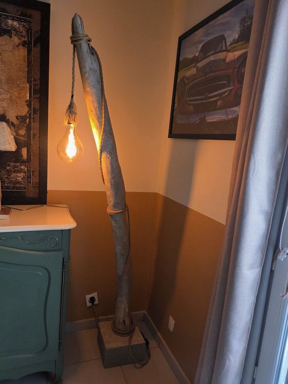 Lampe en bois flott&eacute; Décoration
