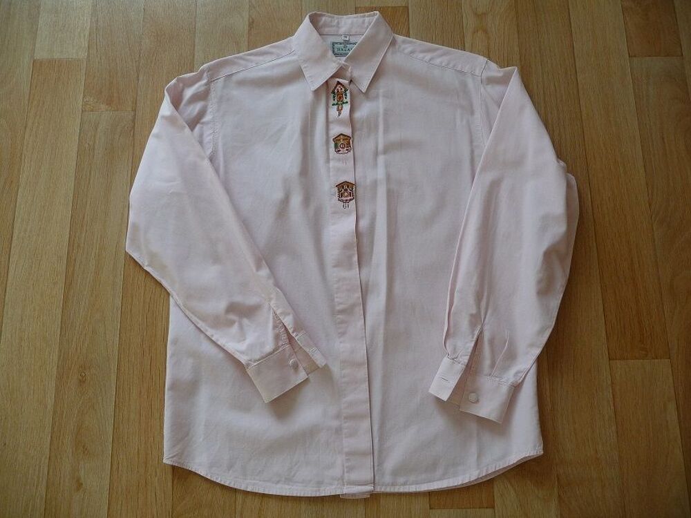 Chemisier rose clair brod&eacute; T.38 marque HAZAN Vêtements