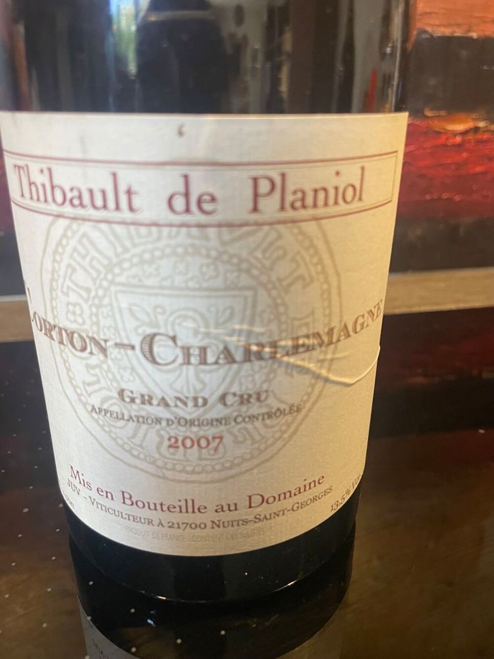 1 Bt CORTON-CHARLEMAGNE GC Thibault De Planiol 2007 Bourgogn Cuisine