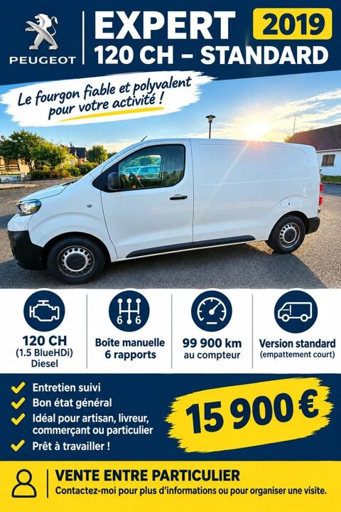 Peugeot Expert EXPERT CA REPLIABLE STANDARD 1.5 BLUEHDI 120 S&S BVM6 PRO 2019 occasion Flize 08160