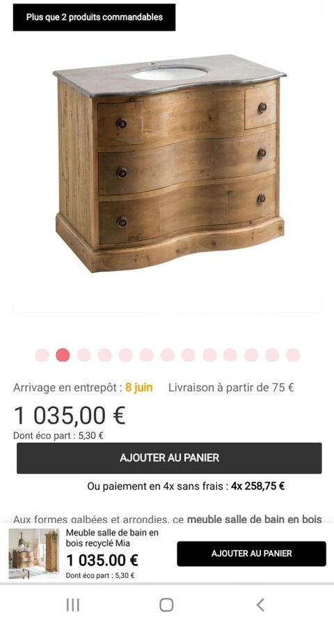 Meuble vasque made in meuble, en bois macif et marbr 0 Marseille 12 (13)