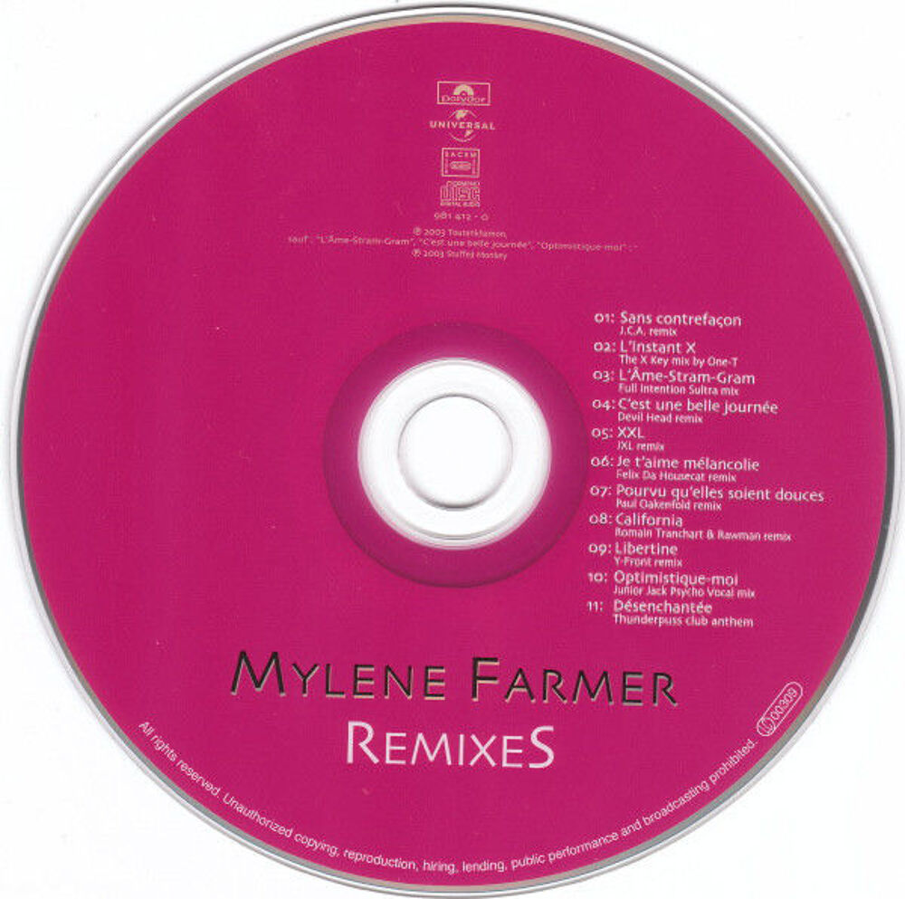 cd Mylene Farmer Remixes (tres bon etat) CD et vinyles