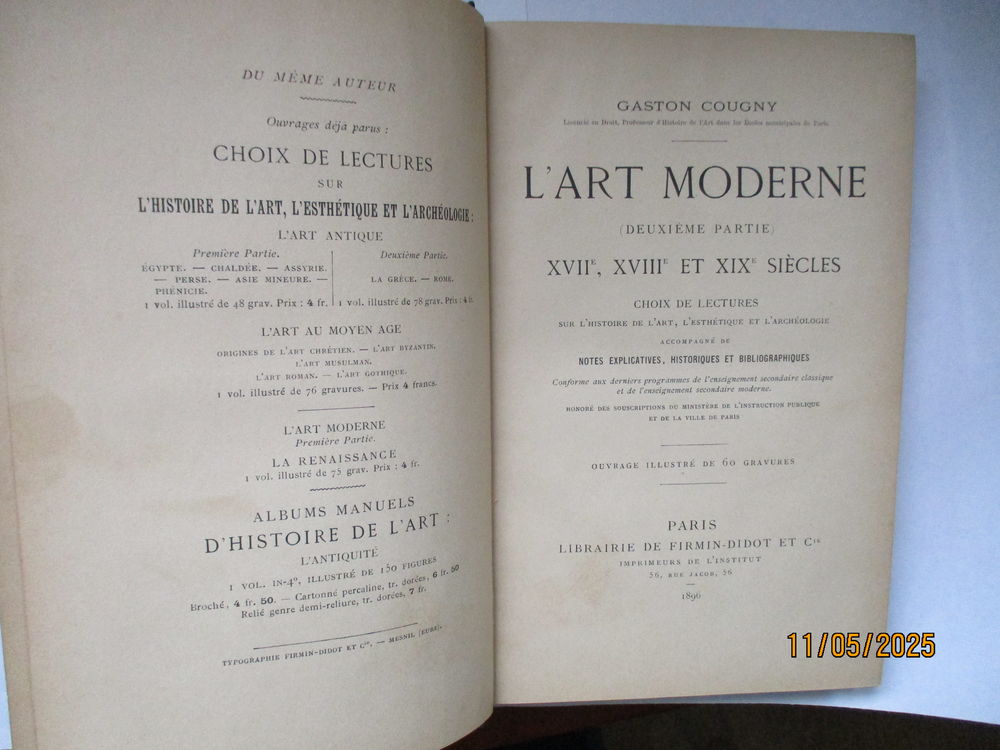 LIVRE L'ART MODERNE Deuxi&egrave;me partie 1896 