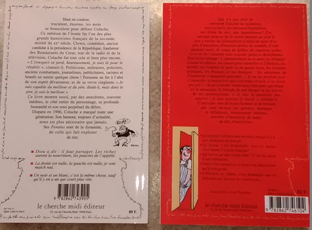 COLUCHE LES PENSEES, LES ANECDOTES, LES INEDITS Livres et BD