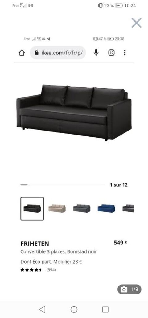 Canap IKEA 3 places convertible 250 Asnires-sur-Seine (92)