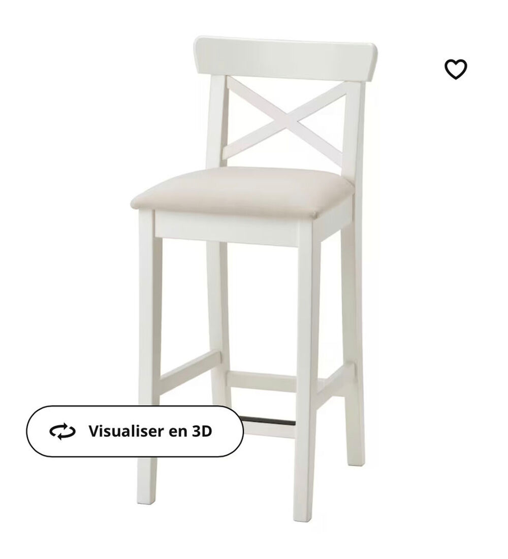 4 tabourets haut en bois blanc ht &agrave; Ik&eacute;a en juin 2023 Meubles