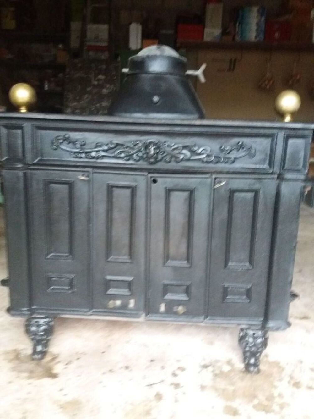 Ancien Poêle à Bois En Fonte - 78x95x70cm - Chauffage Intérieur Traditionnel