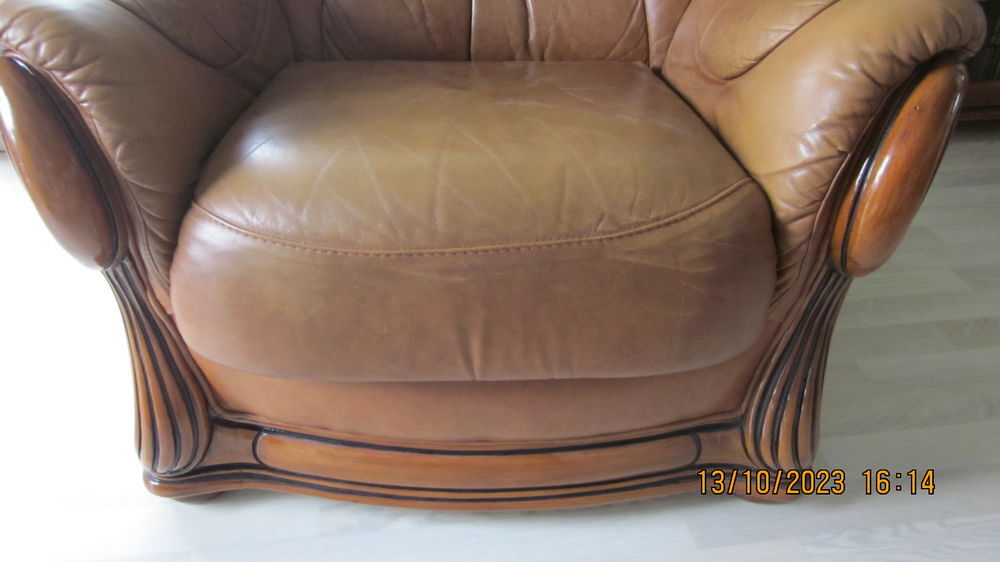 BEAU FAUTEUIL CUIR PLEINE FLEUR DE QUALITE TBE MARRON Meubles