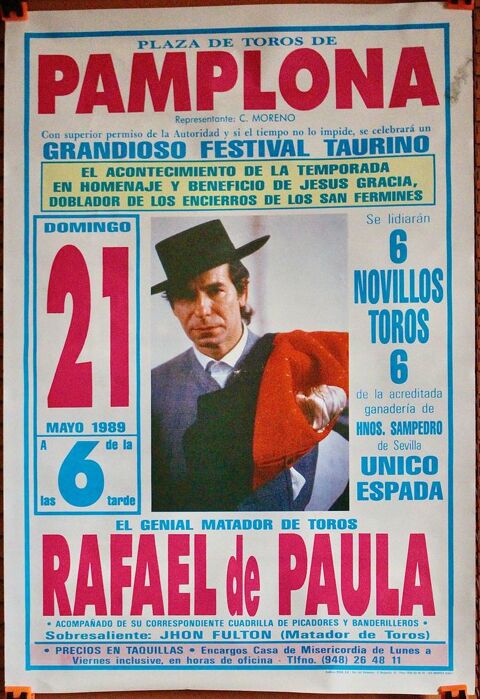 AFFICHE  RAFAEL DE PAULA           PAMPLONA 40 Anglet (64)