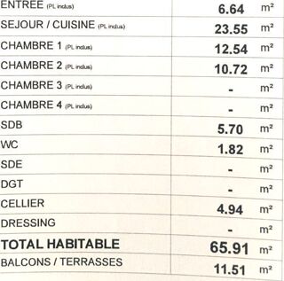  Appartement  vendre 3 pices 66 m