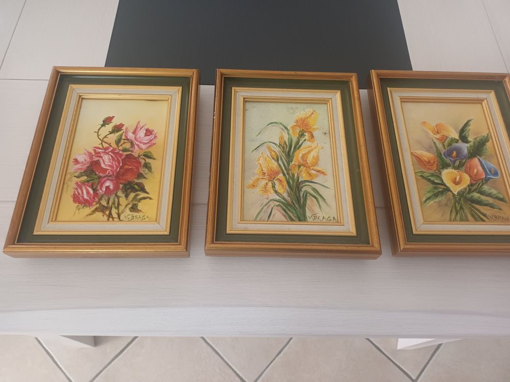 lot de 3 tableaux peinture acrylique 25cm*20cm Décoration